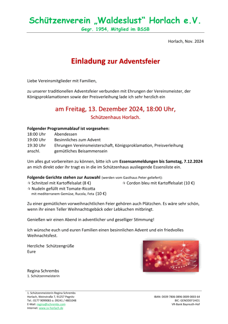Weihnachtsfeier 2024 Einladung