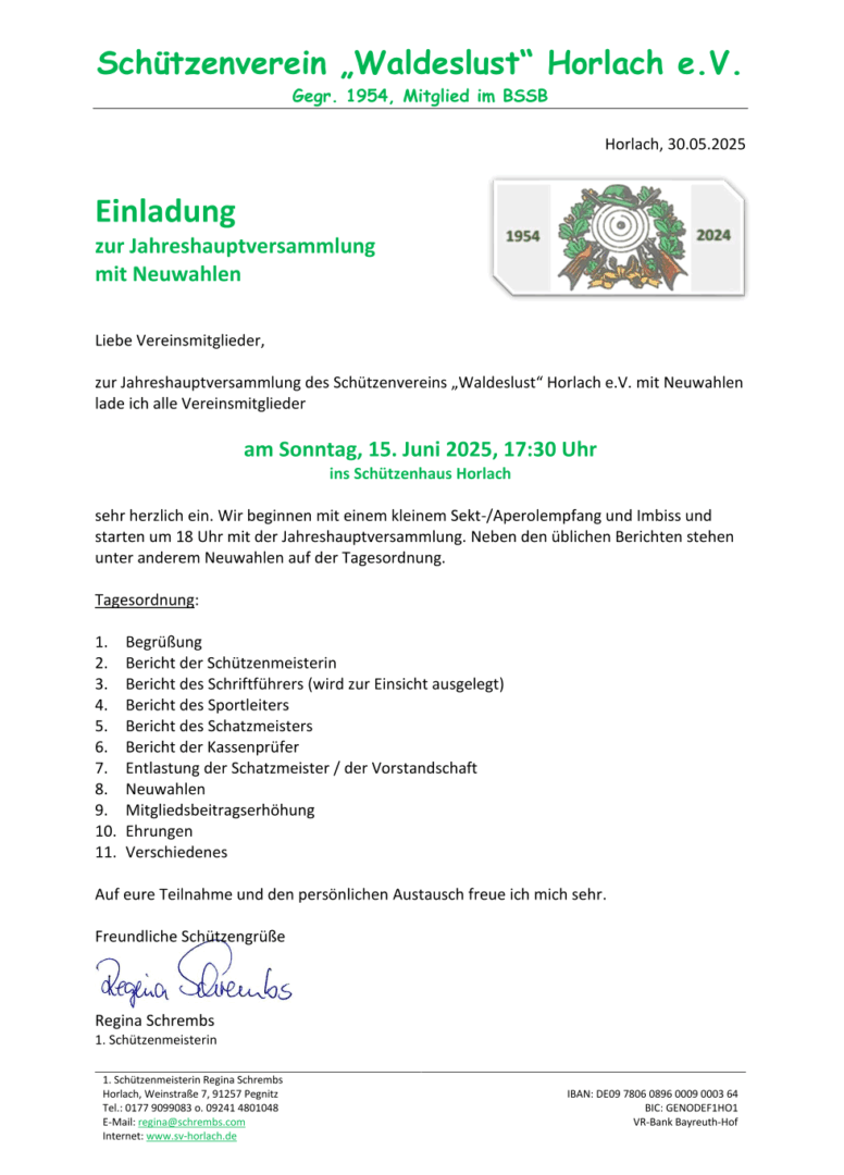 Einladung JHV 2025