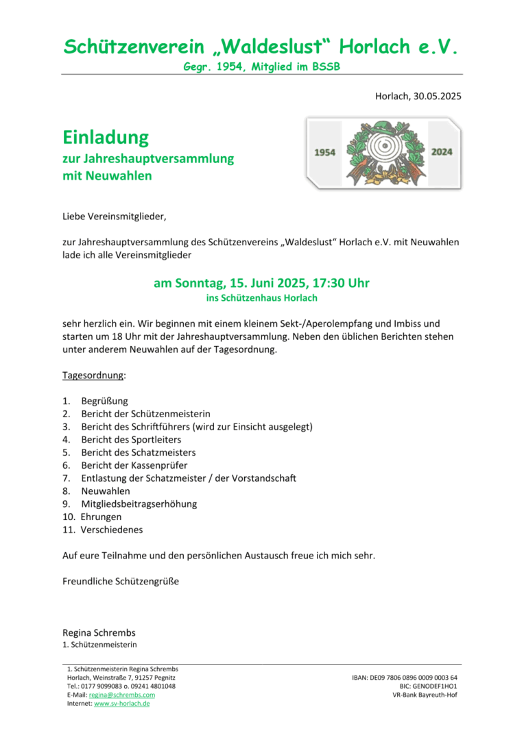 Einladung JHV SV Horlach 2025